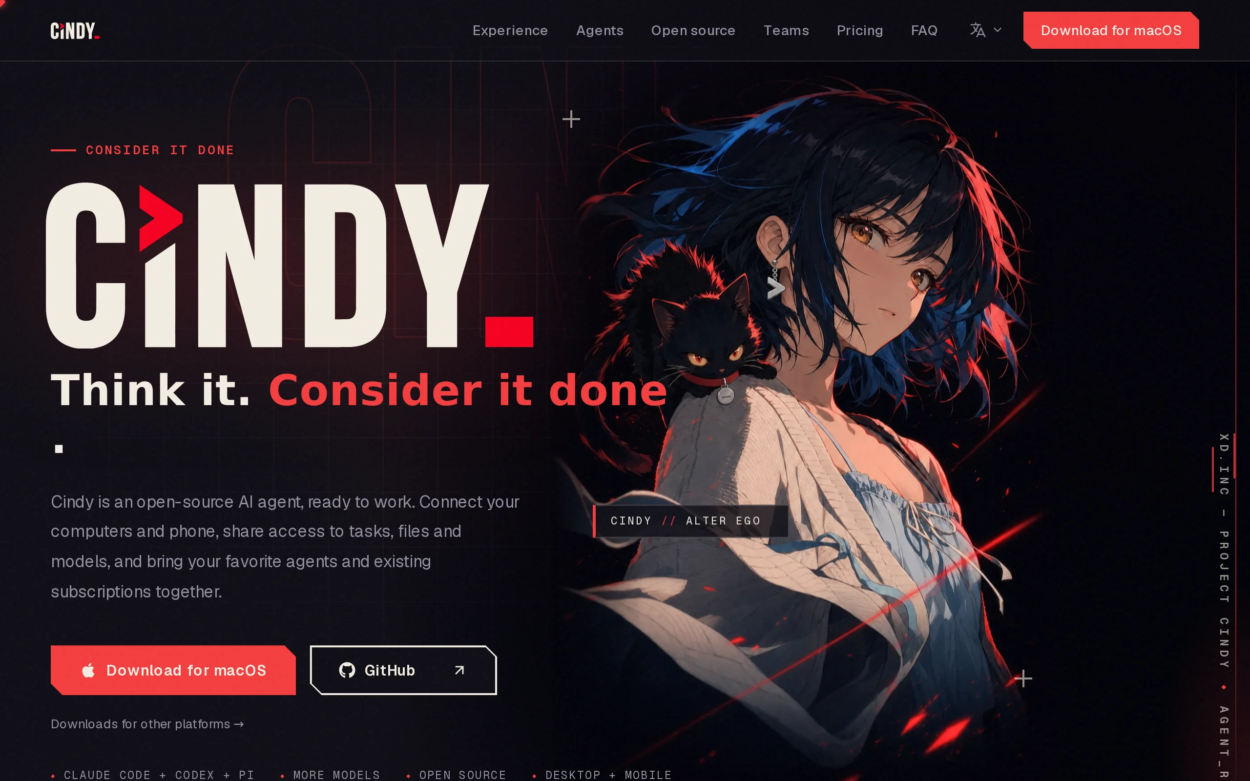 Cindy – Open-Source AI Agent Workbench Review: Multi-Engine Integration and Real Automation with Browser Login State official screenshot