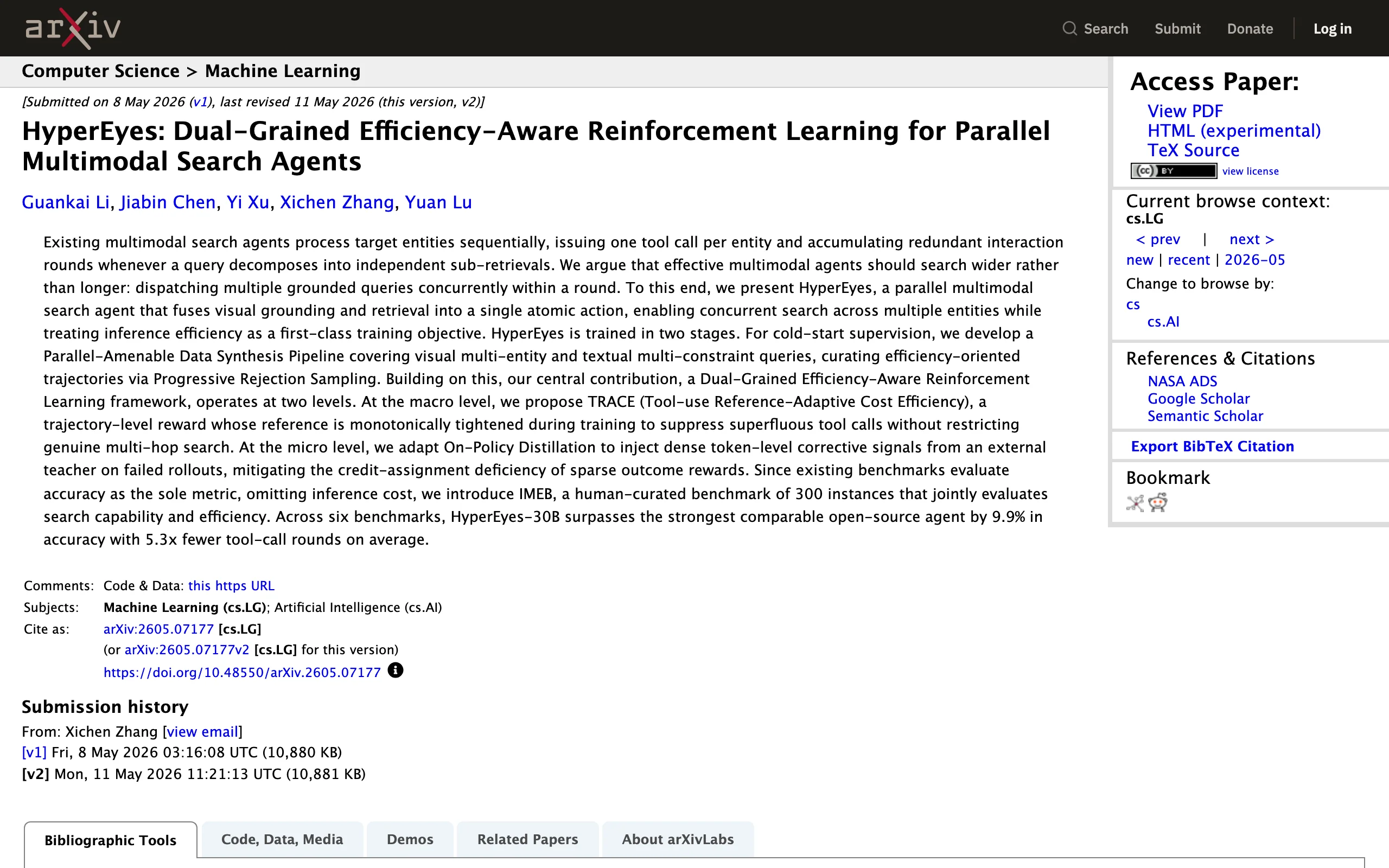 HyperEyes – Xiaohongshu and Cambridge's Parallel Multimodal Search Agent official screenshot