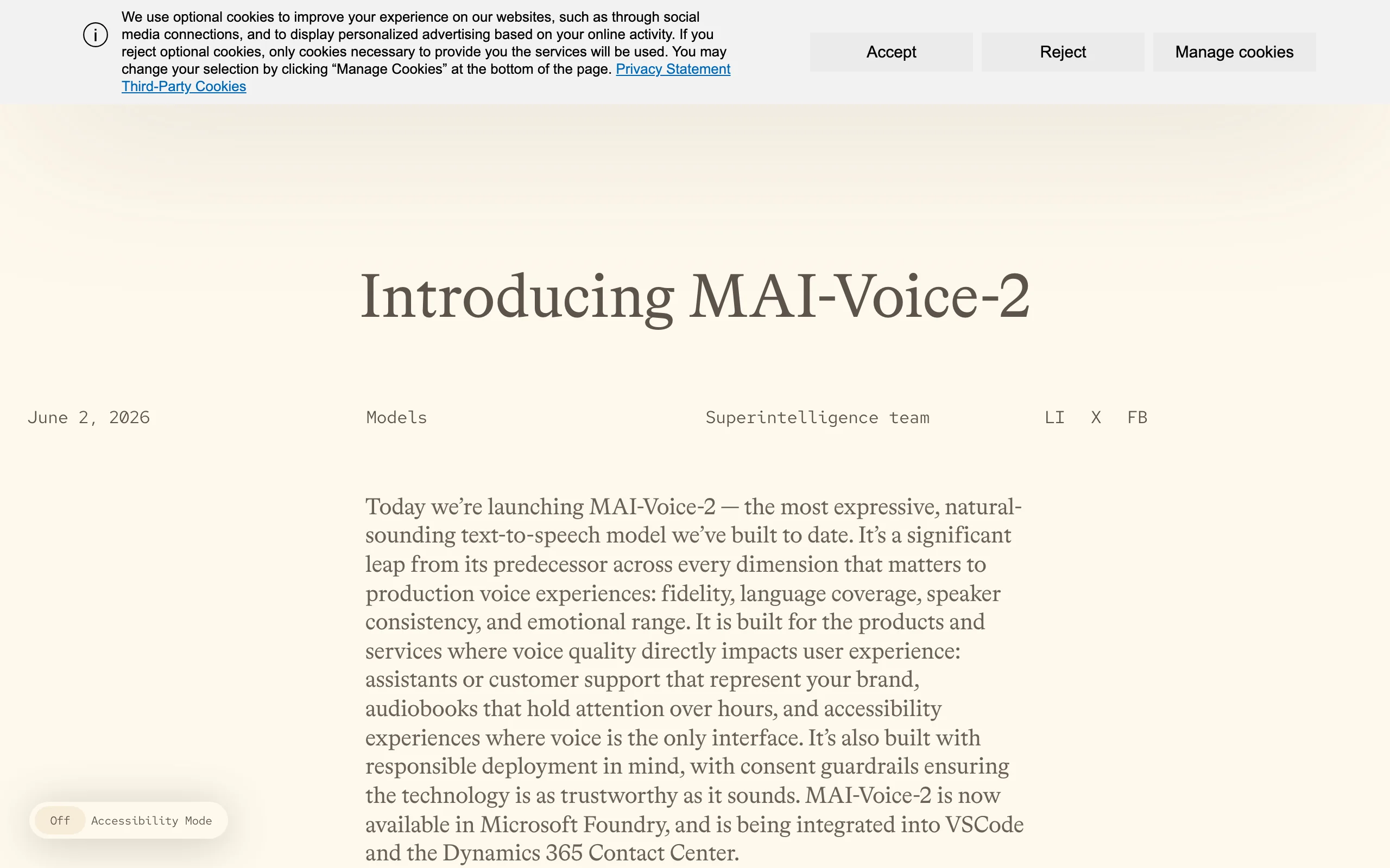 MAI-Voice-2 – Microsoft's Next-Generation Text-to-Speech Model official screenshot