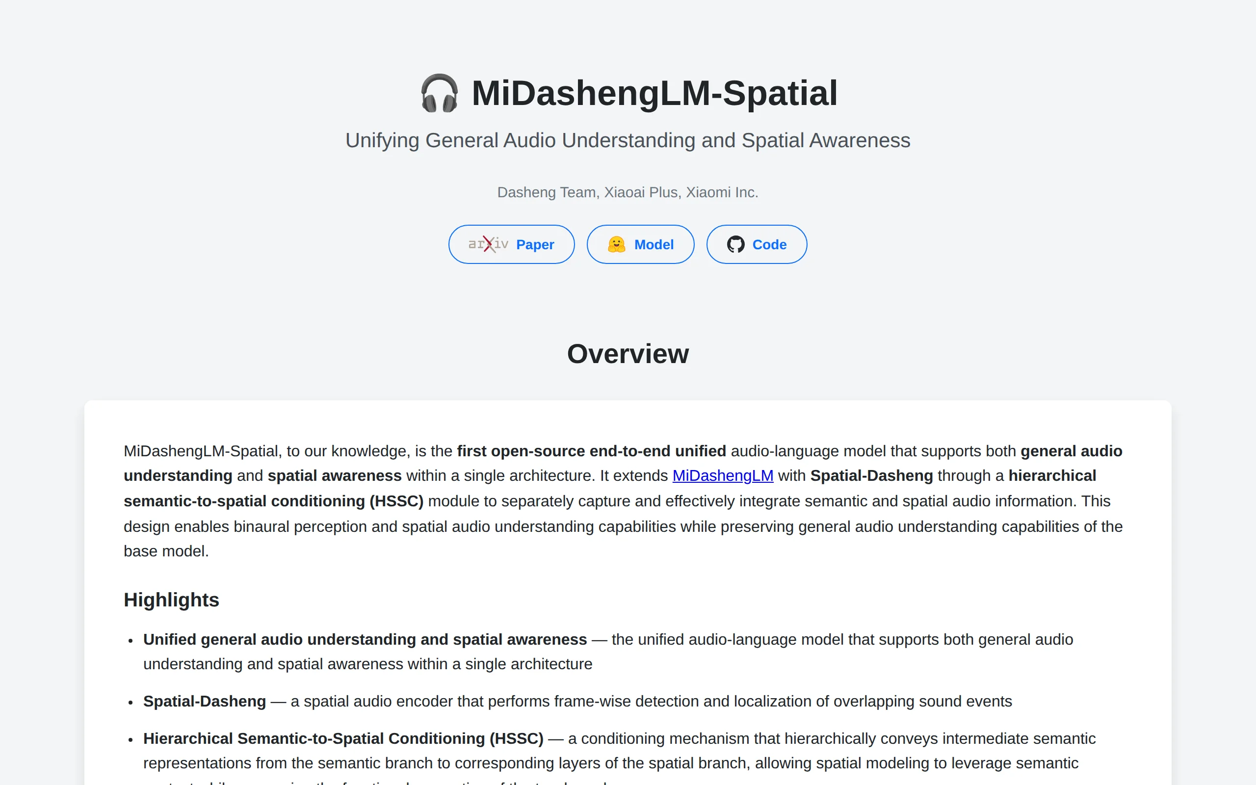 MiDashengLM-Spatial – Xiaomi's Open-Source Spatial Audio Understanding Large Model official screenshot