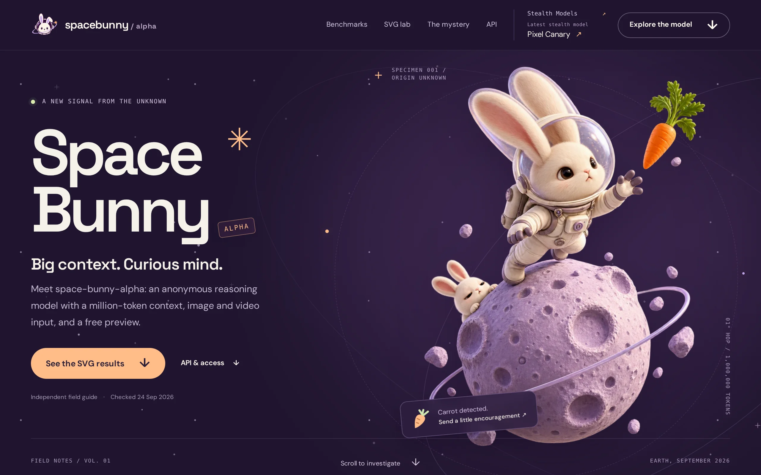 Space Bunny – 匿名登场的免费多模态大模型,单日调用量登顶 OpenRouter 官方截图