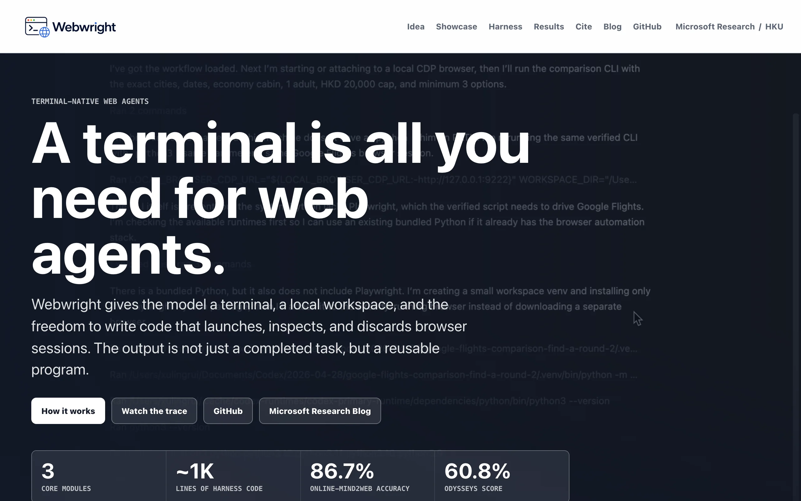 Webwright – Microsoft’s Terminal-Native Web Agent Framework official screenshot